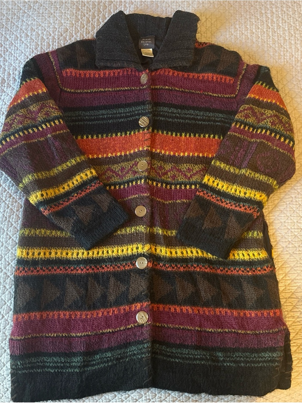 Susan Bristol Striped Knit with Buttons Size L